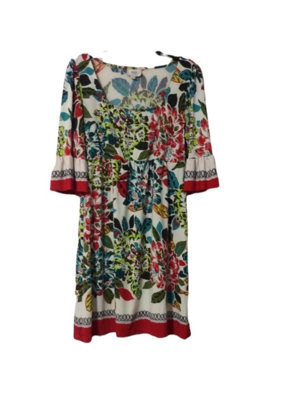 ECI NEW YORK Vintage Y2K Floral Bohemian MULTICOLOR Tunic Dress Size 8